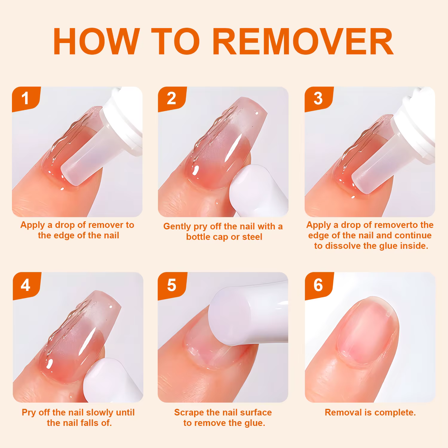 TWOING faux ongles conseils adhésifs solides dissolvant de Gel liquide