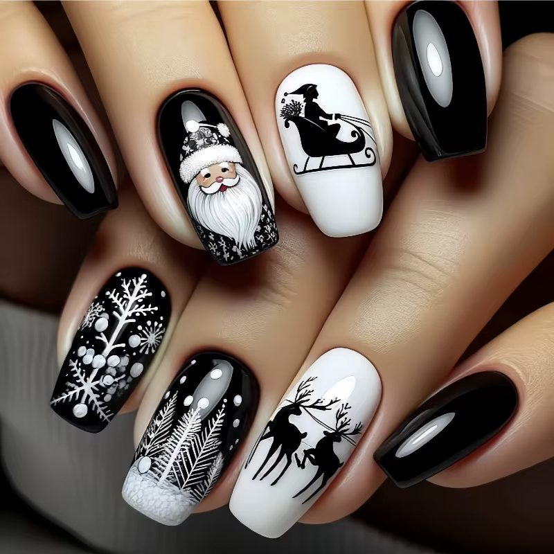 Faux ongles noirs du père noël