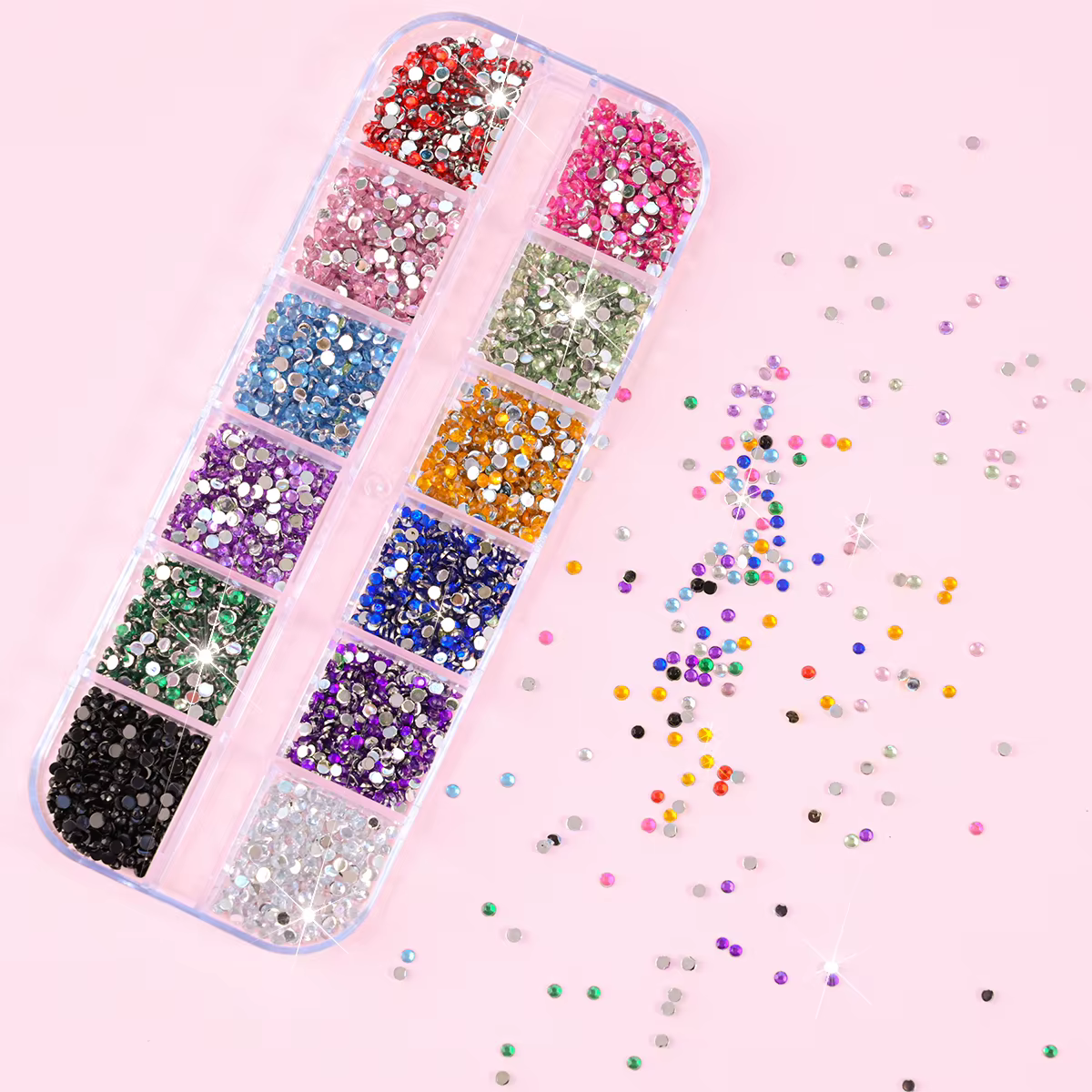 12 couleurs/ensemble 2mm strass ongles Art accessoires 3D acrylique Non correcteurs bricolage décorations Super