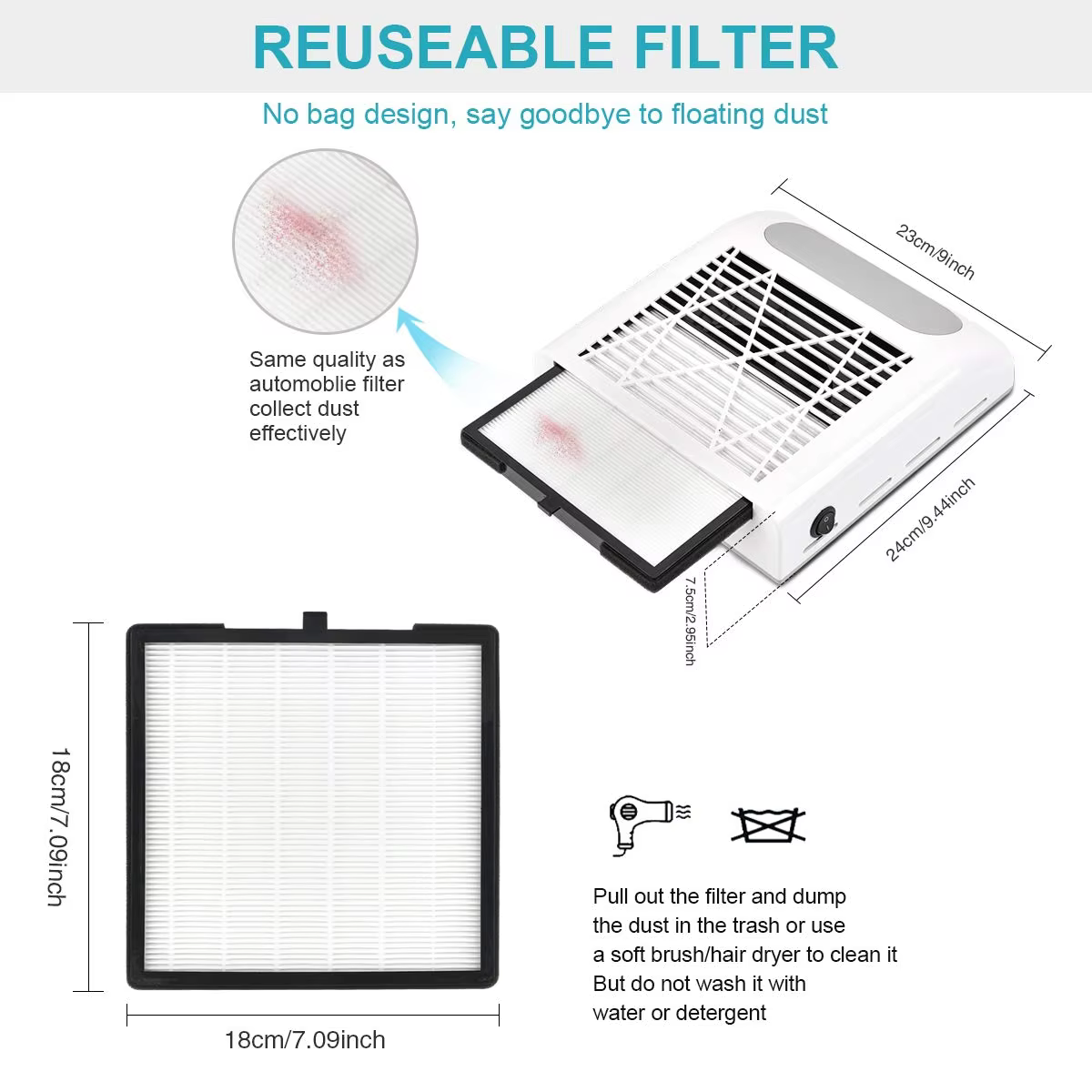 Filtre pour collecteur de poussière d'ongles, accessoires pour machine à ongles, aspirateur à ongles, collecteur de poussière détachable 858-13