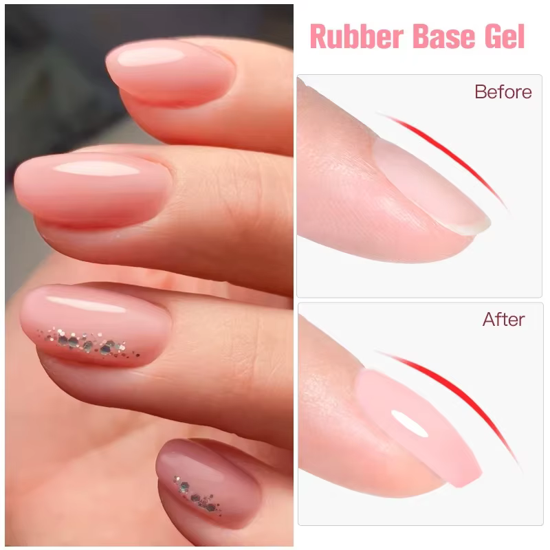 MSRUIOO Gel de base caoutchouc nude 8ml 2-en-1 semi-permanent pour nail art style français