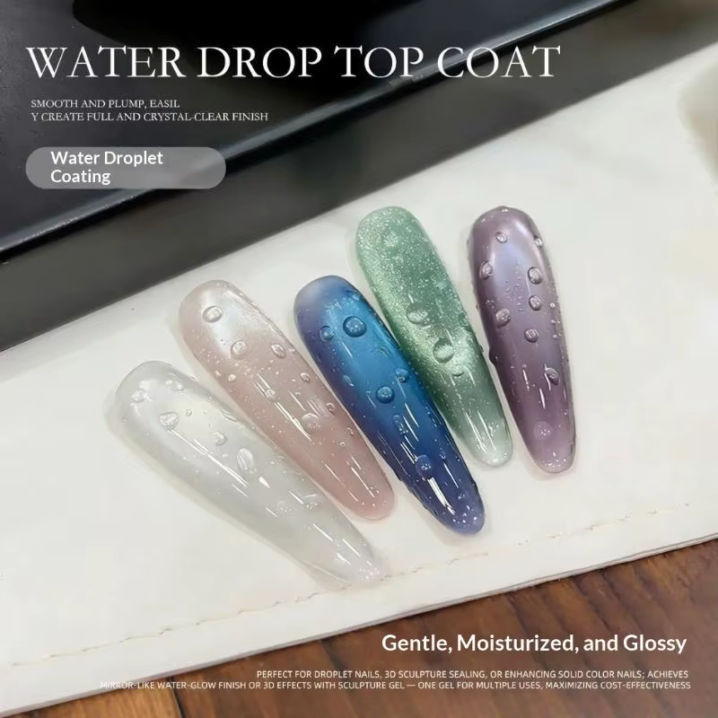 Gel à ongles 3D effet goutte d'eau 8ml, sans résidu, pour manucure, gel de sculpture pour nail art, couche de finition haute transparence, vernis à ongles.