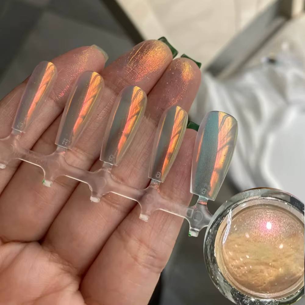1 pot coucher de soleil Orange Aurora Chrome poudre à ongles 0.2g-Net clair de lune miroir