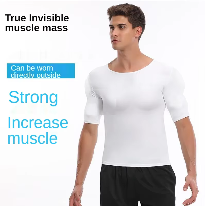 T-shirts de cosplay pour homme avec faux muscles, en mousse ABS, chemise d'anime, costume d'anime, coussinets invisibles pour mariage, sous-vêtements sculptants pour la poitrine et les bras.