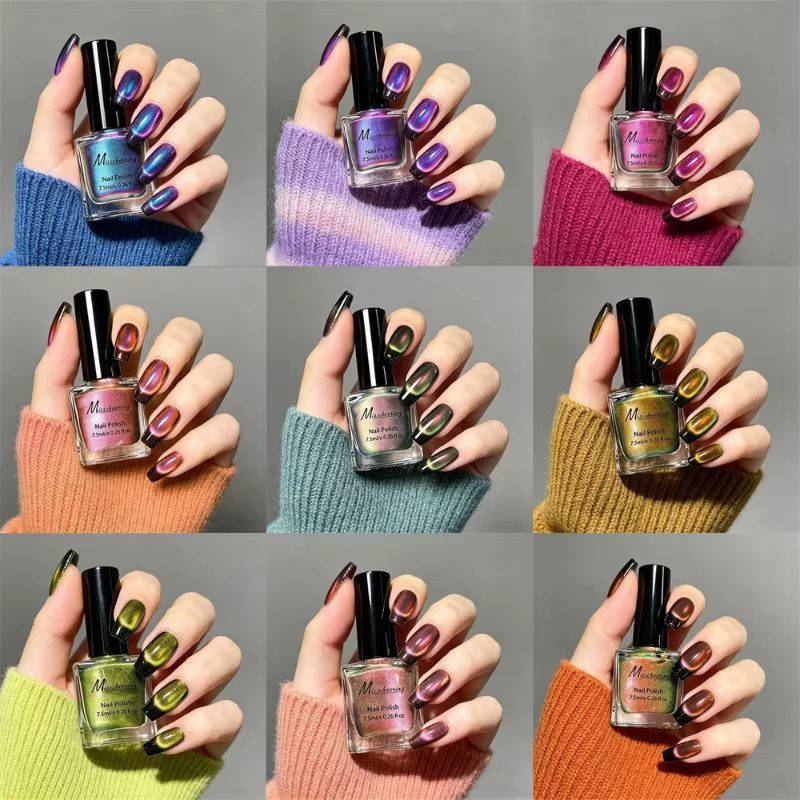 Vernis à ongles magnétique polarisé effet œil de chat irisé