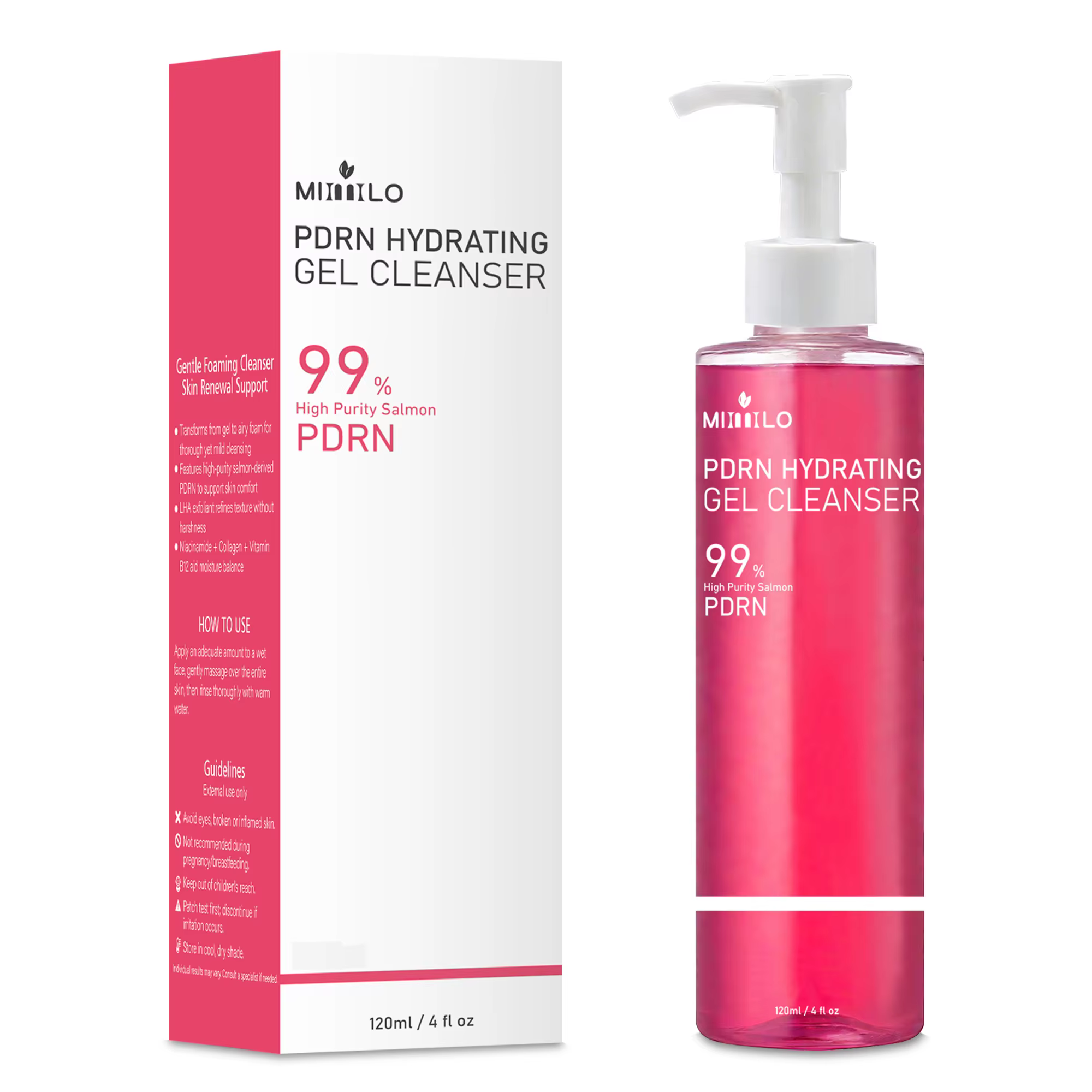 Gel nettoyant en mousse rose saumon DNA PDRN