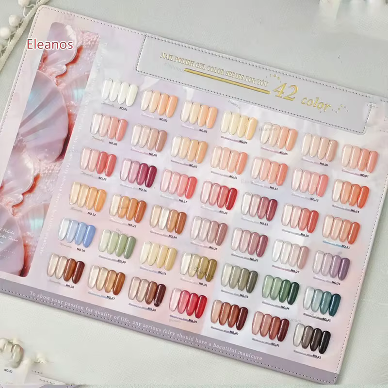 Eleanos 42 pièces * 15ml gelée nue Gel vernis à ongles avec carte de couleur Semi Transparent Nail Art fournitures