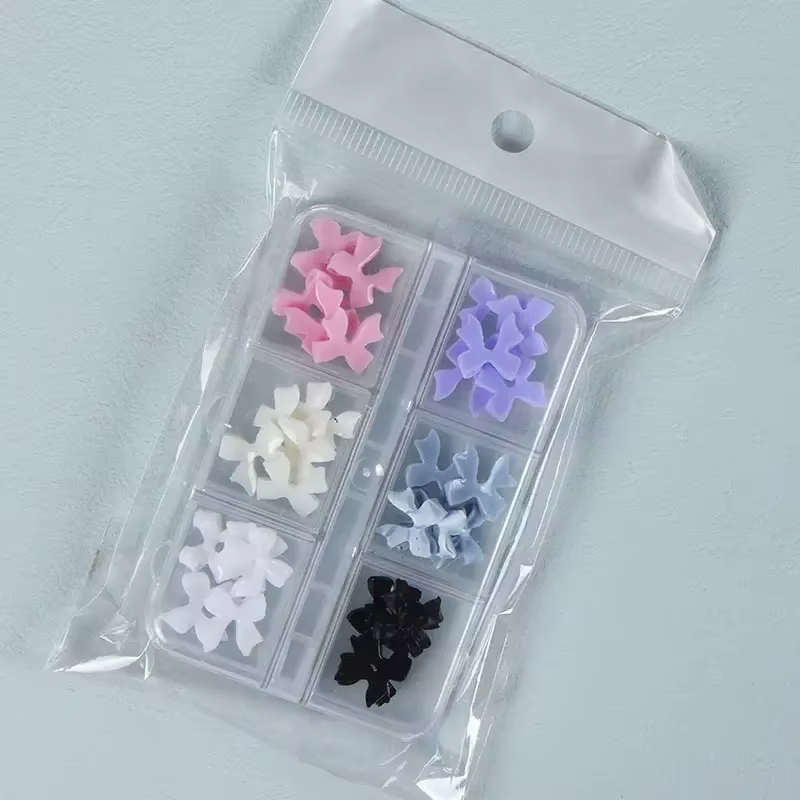 30 pièces Kawaii Mini nœud 3D mignon Nail Art décorations mat papillon ongles breloques conceptions bricolage résine