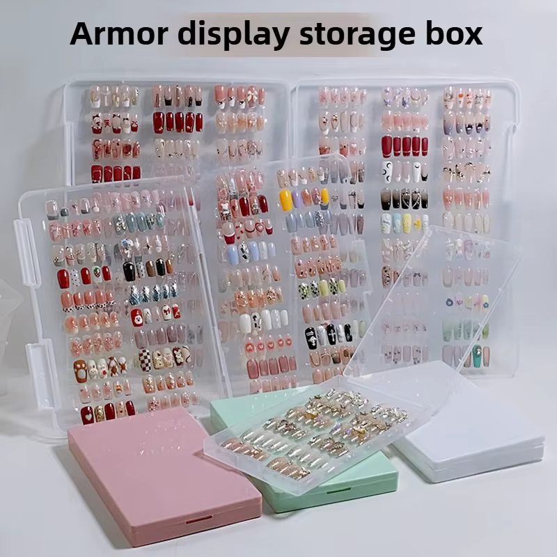 Nouvelle boîte de rangement transparente anti-poussière pour faux ongles, présentoir de style plaque à ongles, livre de couleurs, outil pour fournitures d'onglerie