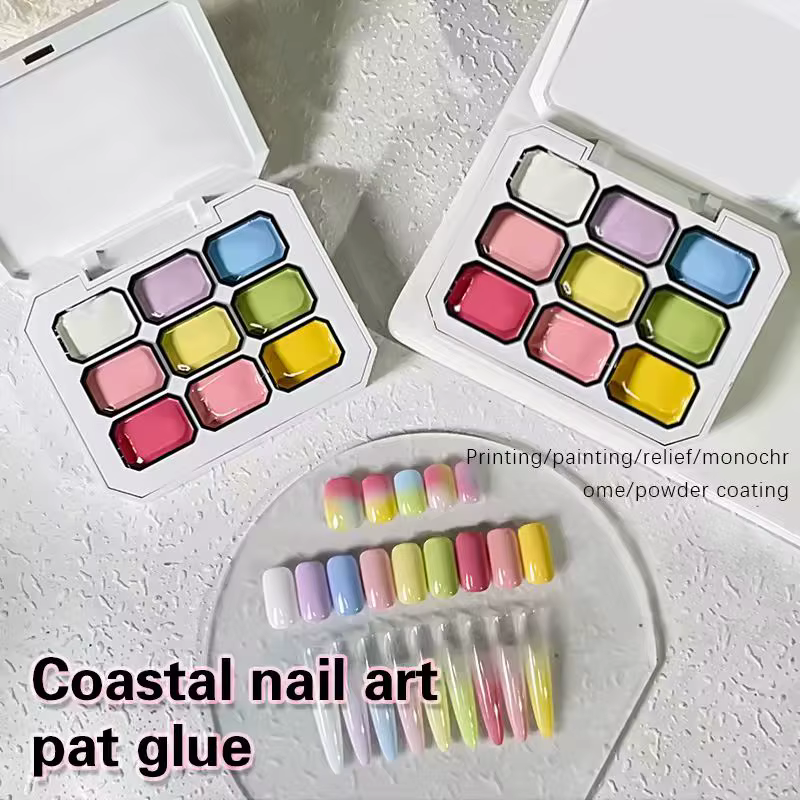 Colle pat 9 couleurs, couleurs vives pour ongles