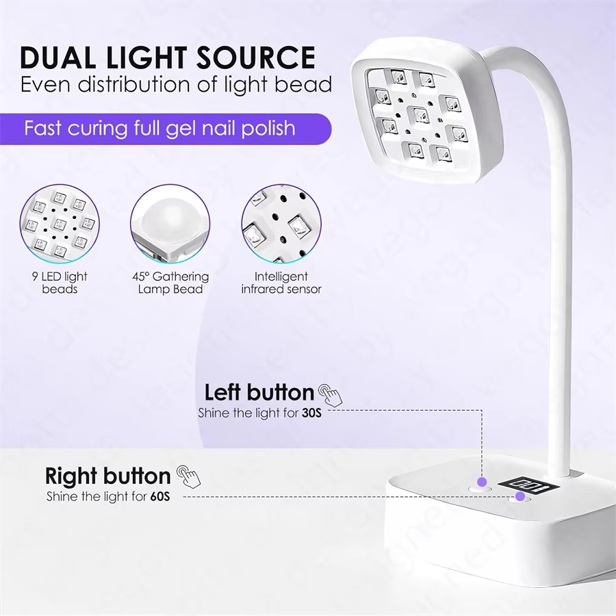 Lampe uv led ongles professionnel sans fil rechargeable