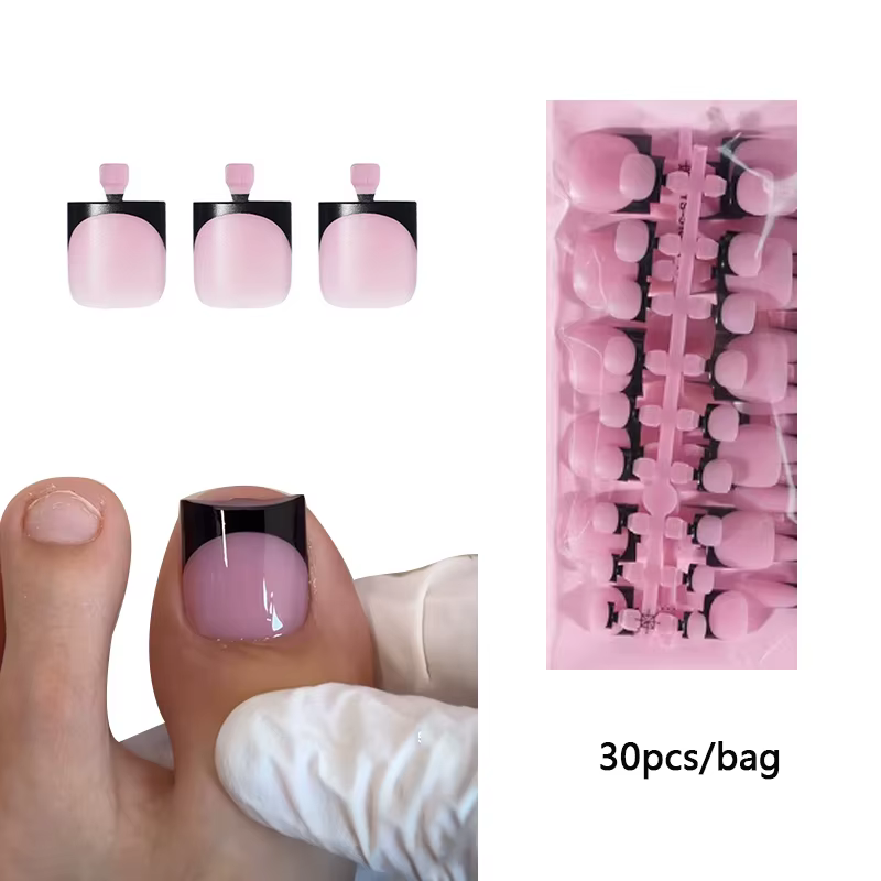 30 faux ongles carrés pour les orteils