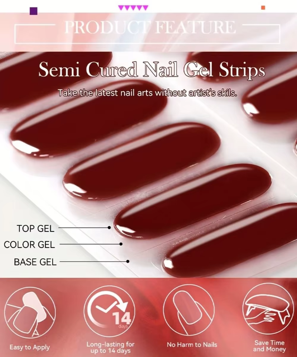 Autocollants pour ongles en gel semi-durcis 16/22 Tips pour lampe UV