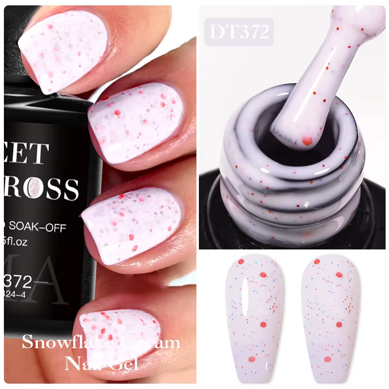 8pc flocon de neige couleur crème Gel vernis ensemble