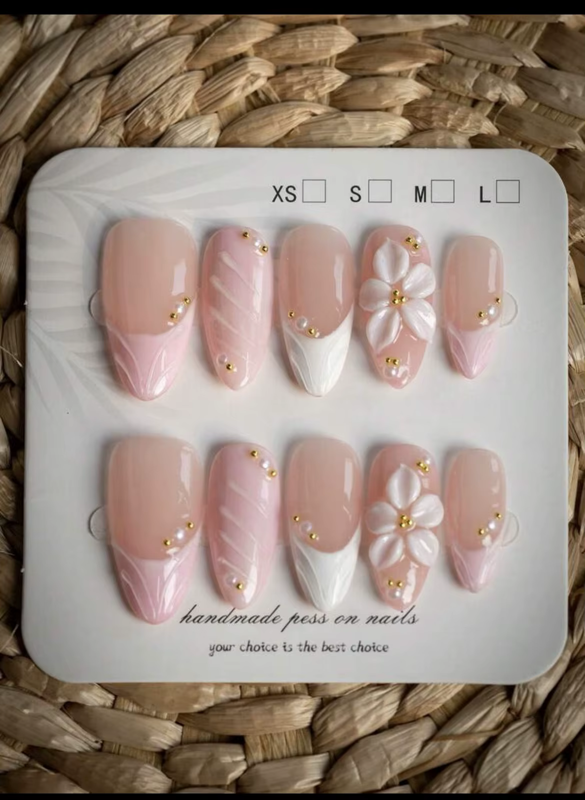 10 faux ongles faits à la main en forme d'amande