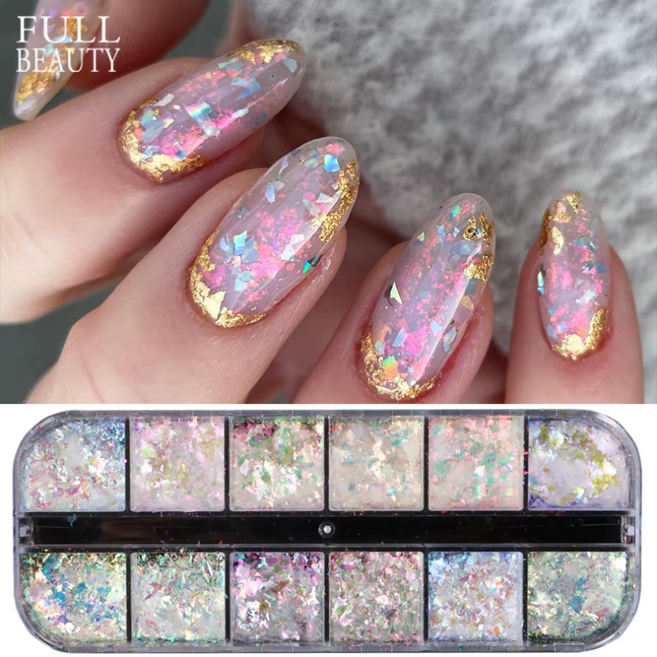 12 grilles irisées pour ongles