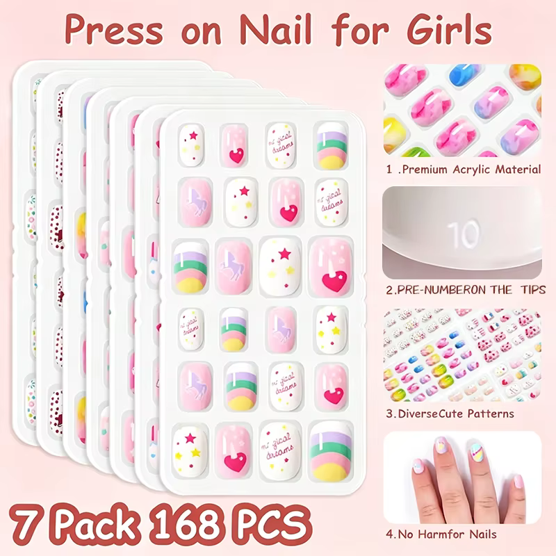 168 faux ongles pour enfants