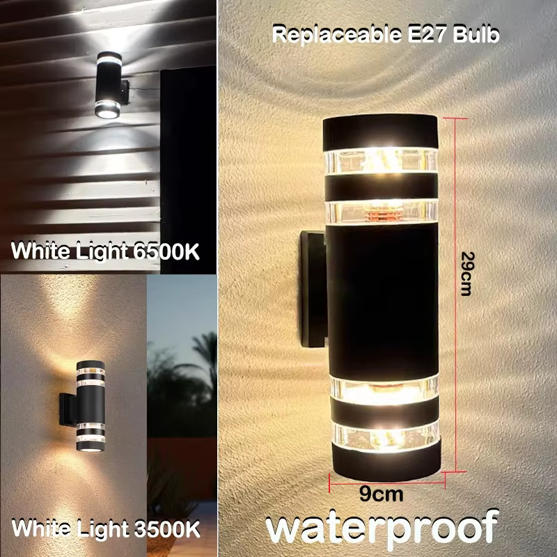LED appliques extérieures E27 haut vers le bas applique murale extérieure IP65 LED étanche applique lampe pour porche porte d'entrée jardin applique