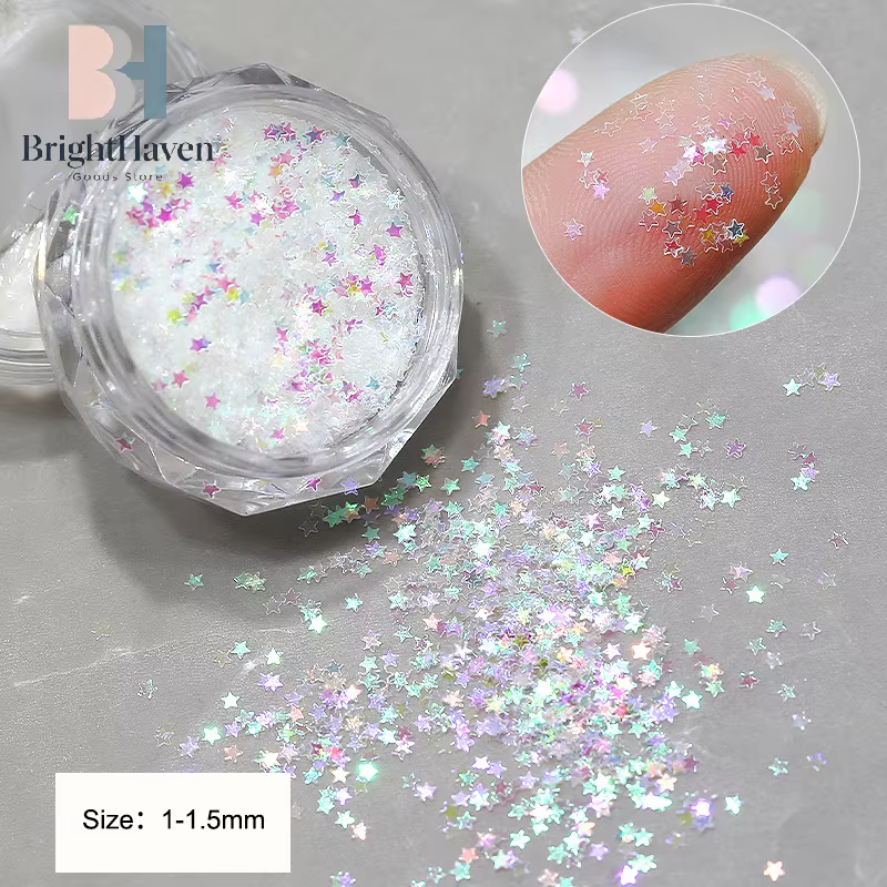 1 pot de paillettes étoiles scintillantes mini 1 mm pour ongles
