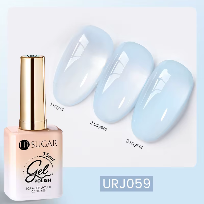 UR SUGAR 15ml verre bleu glace menthe gelée Gel vernis à ongles printemps été Semi Transparent Nail Art tremper LED UV Gel bricolage manucure