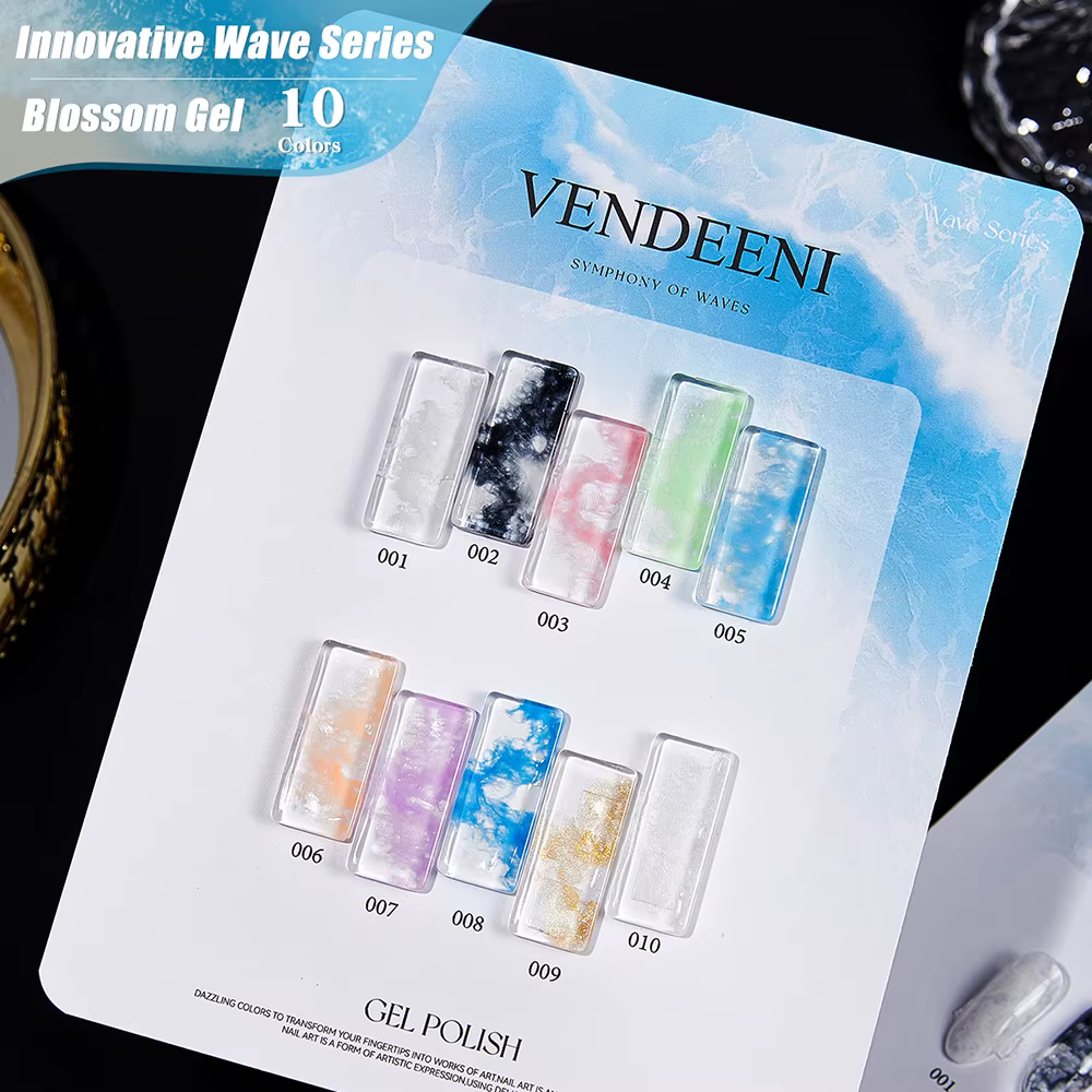 Vendeeni 10 couleurs/ensemble vague de mer floraison Gel vernis à ongles TPO HEMA FREE UV tremper Gel vernis marbre dentelle Nail Art fleur Gel