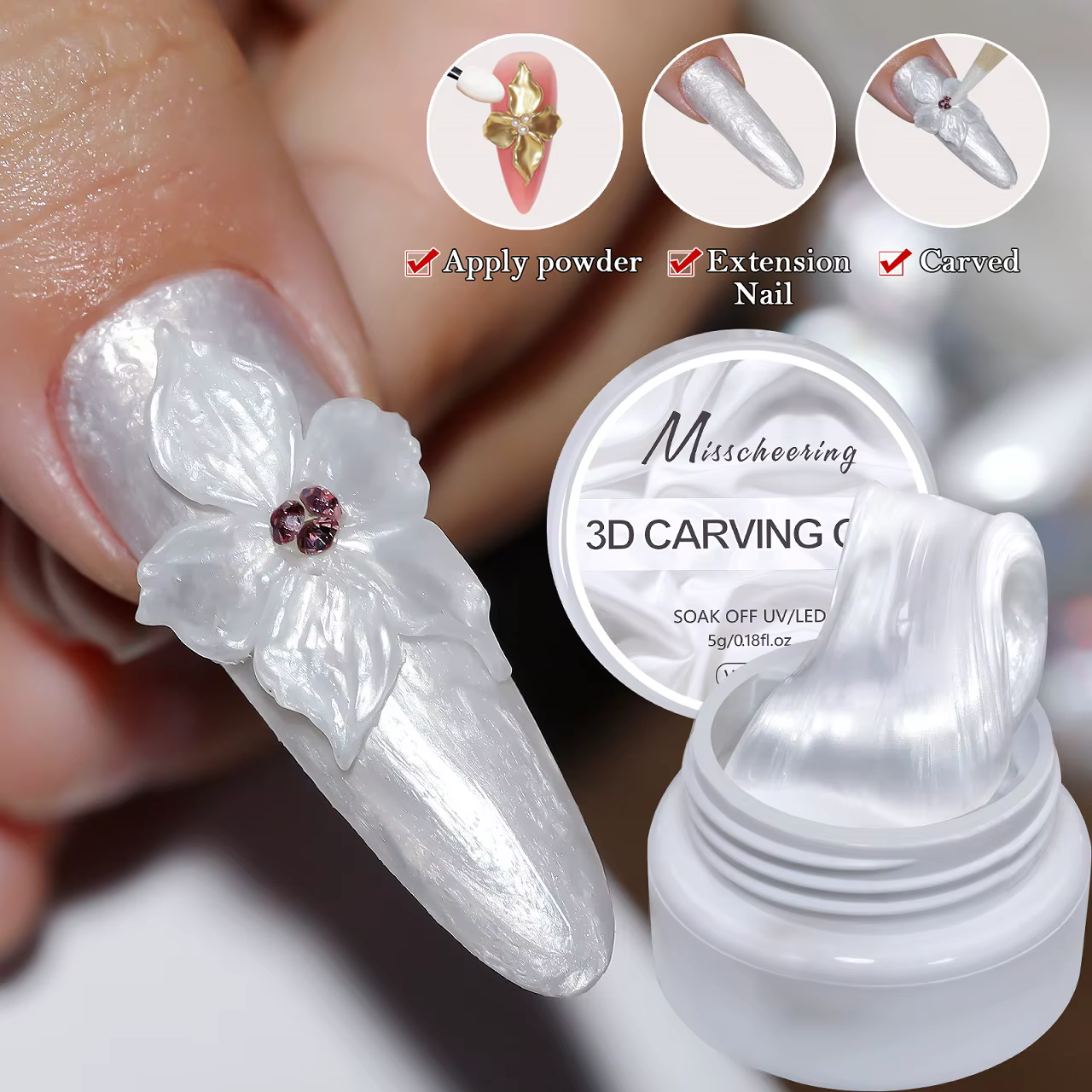 1/2 pièces Gel solide blanc nacré satiné anti-adhésif sculpté à la main pour modelage 3D