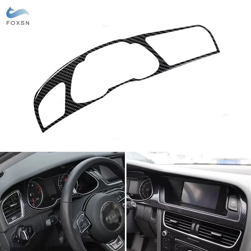 Accessoires de voiture en Fiber de carbone pour Audi A4 B8 2009-2016 A5 2008-2017 Q5 2009-2017, revêtement d'habillage de cadre de tableau de bord automobile