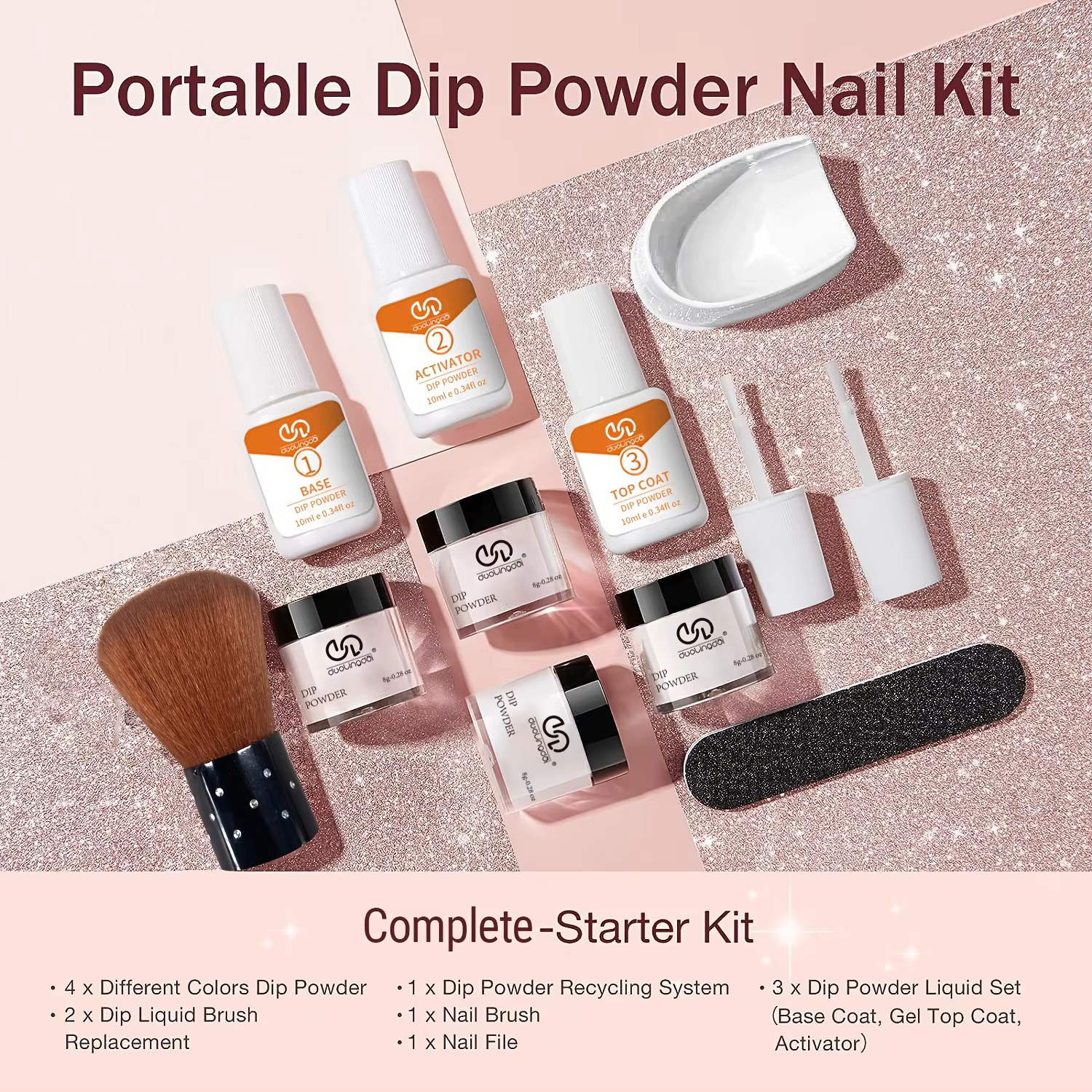 Kit de poudre à ongles DOULINGDAI 4 couleurs - Couleurs printemps/été