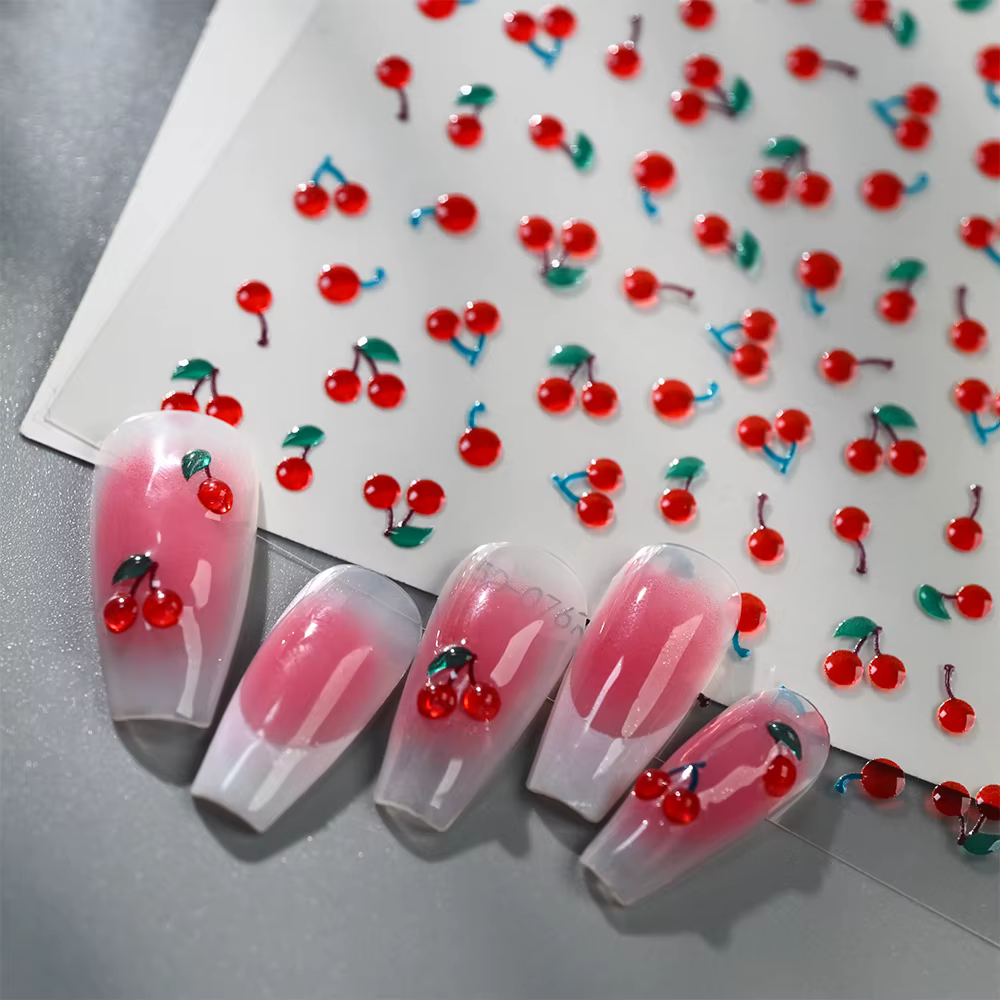 1/2 pièces Autocollants 5D en cristal rouge pour ongles
