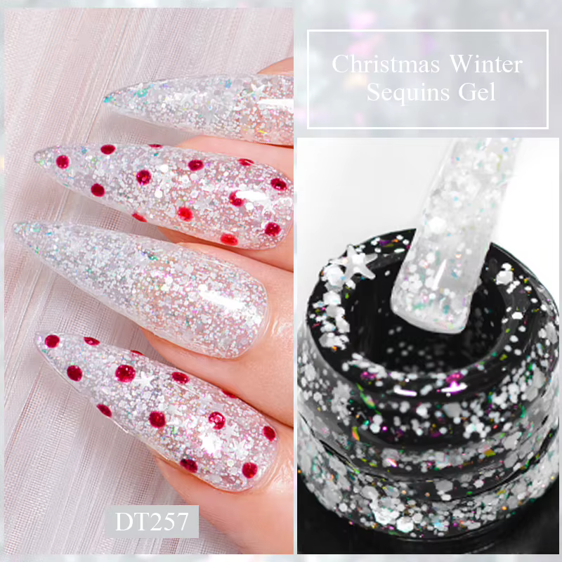 Verhéritage à Ongles en Gel à Paillettes Brillantes de Noël