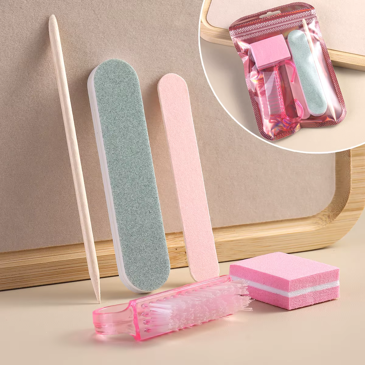 Kit d'art des ongles avec tampon de lime à ongles