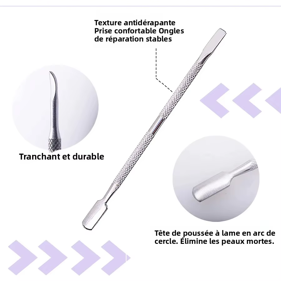 Dissolvant de cuticules en acier inoxydable