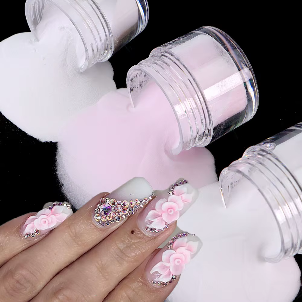 Poudre à ongles acrylique transparente/rose/blanc