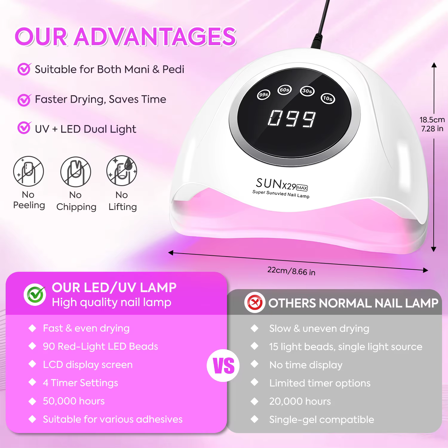 380W professionnel UV LED lampe à ongles pour séchage rapide Gel vernis