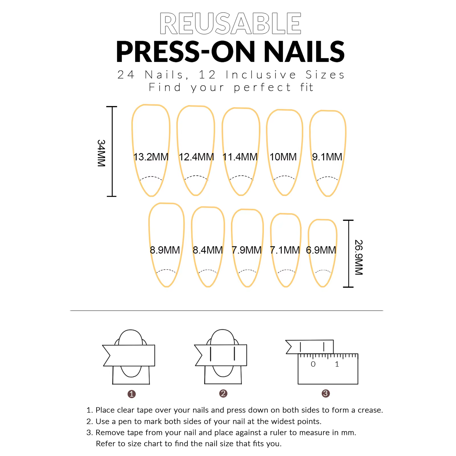 24 faux ongles noirs à pois avec dentelle