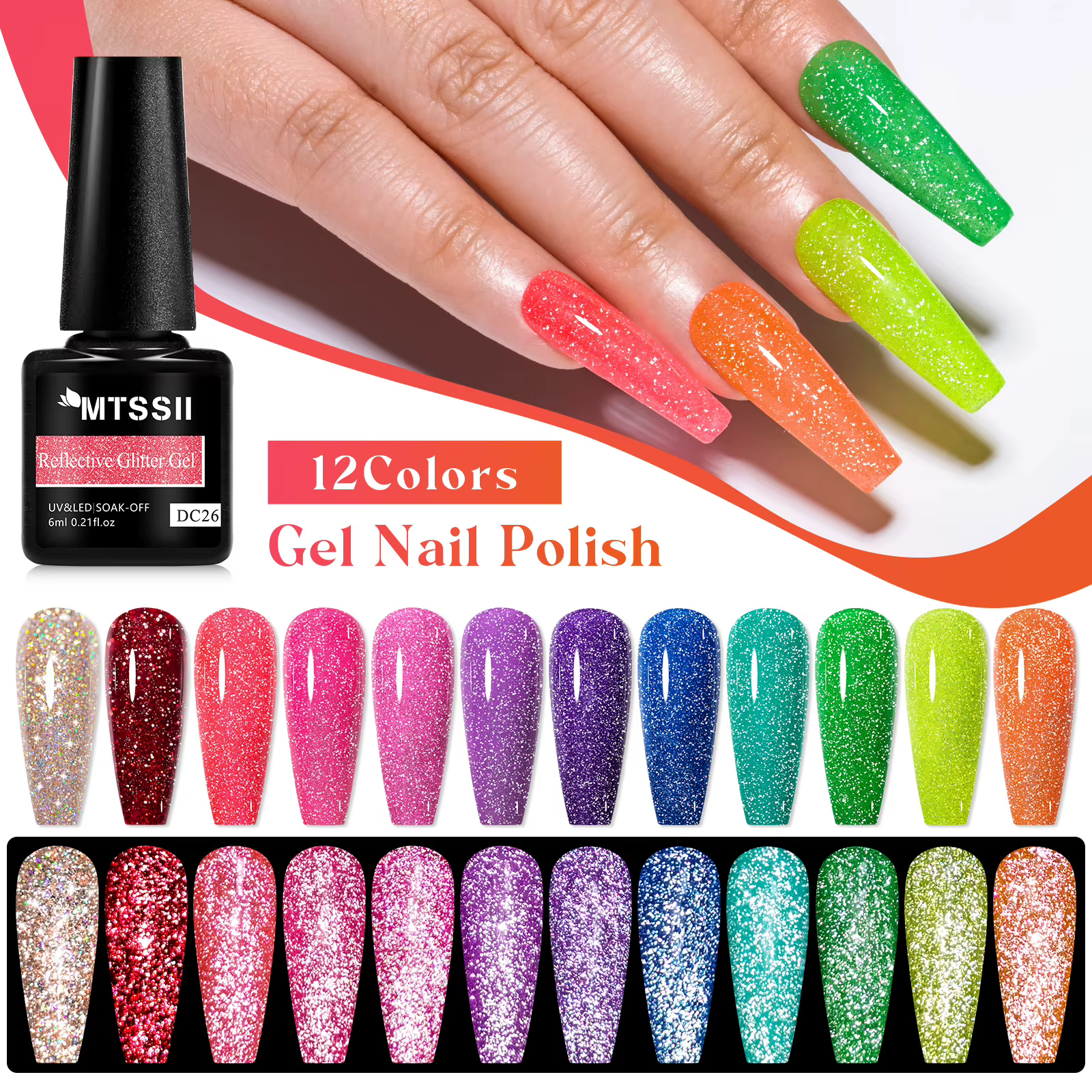 8/12 pièces paillettes Gel vernis à ongles ensemble