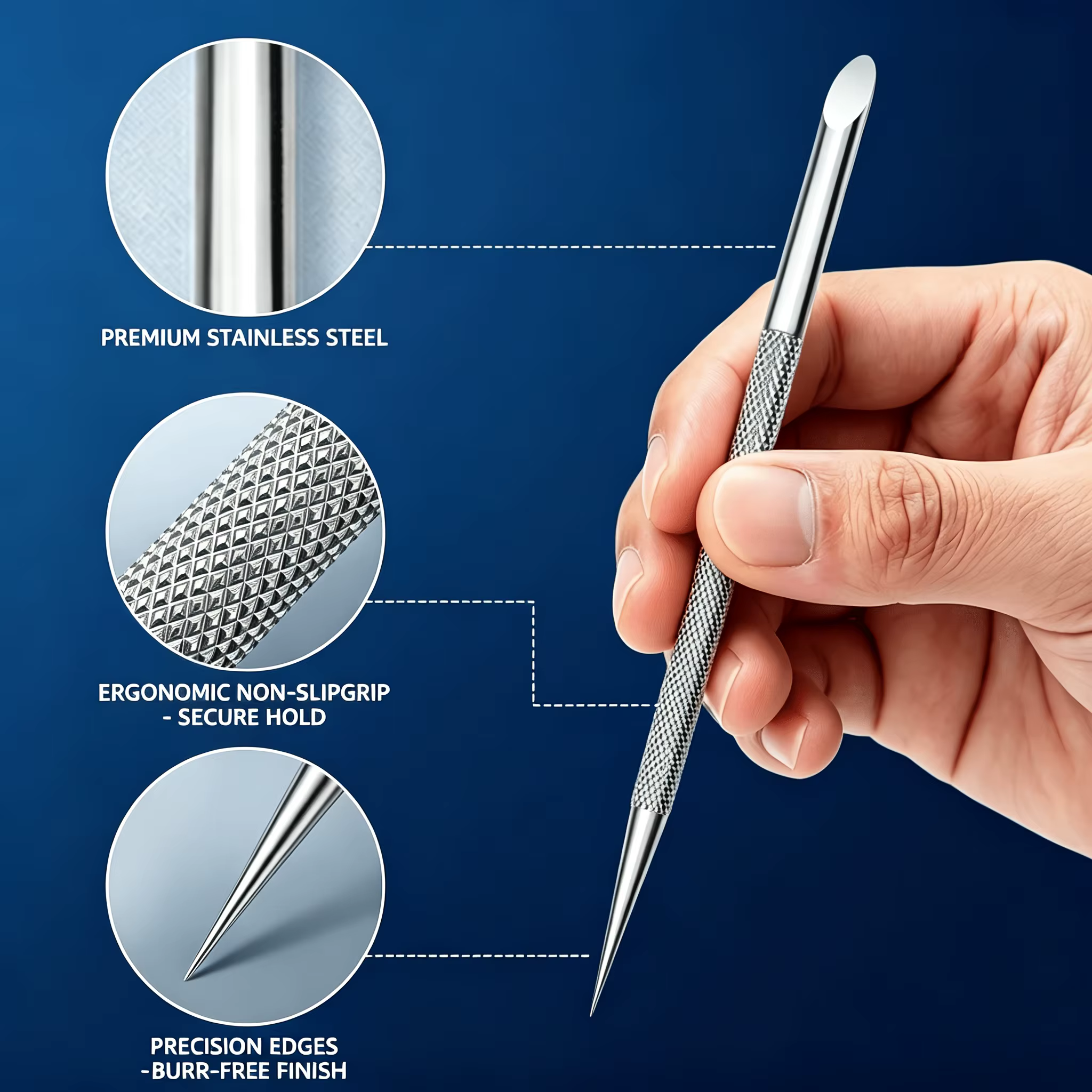 Outil en acier inoxydable durable pour le nail art