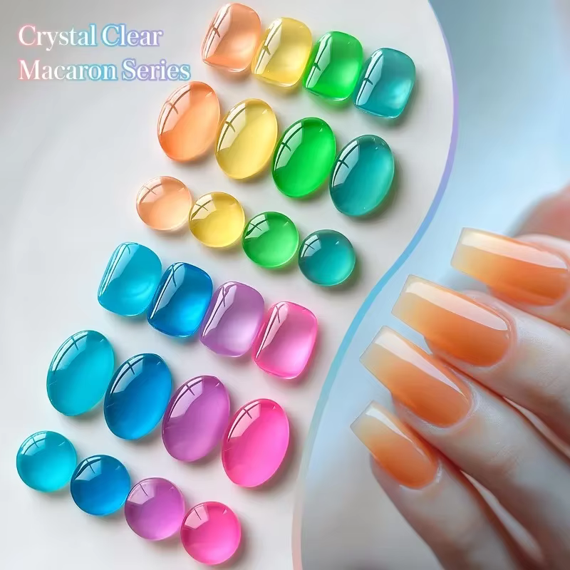 2025 nouveau 8 couleurs ensemble été glace à travers Macaron méthyl Gel populaire blanchissant gelée vert