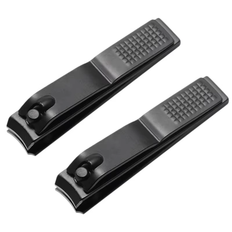 2X coupe-ongles noir en acier inoxydable ongles