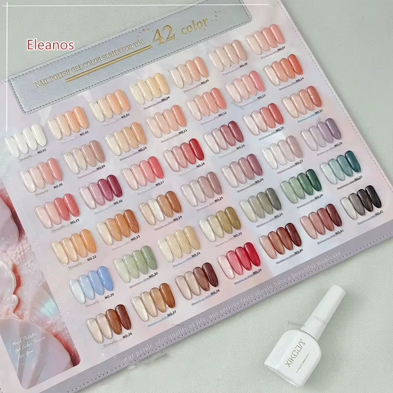 Eleanos 42 pièces * 15ml gelée nue Gel vernis à ongles avec carte de couleur Semi Transparent Nail Art fournitures