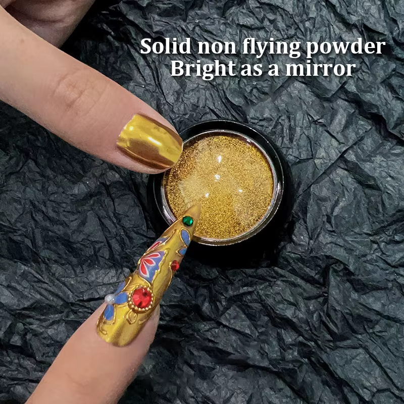 Poudre miroir métallique pour ongles
