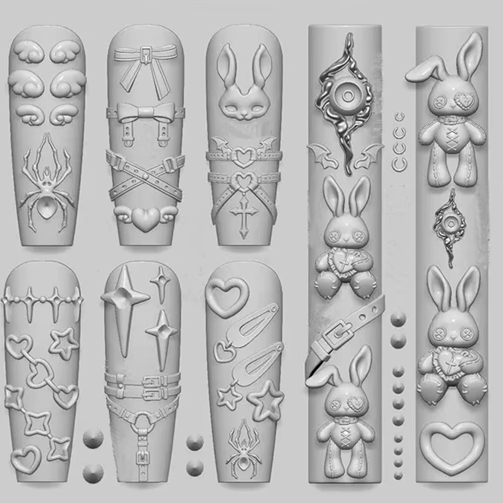 Moule à ongles 3D lapin Punk doux