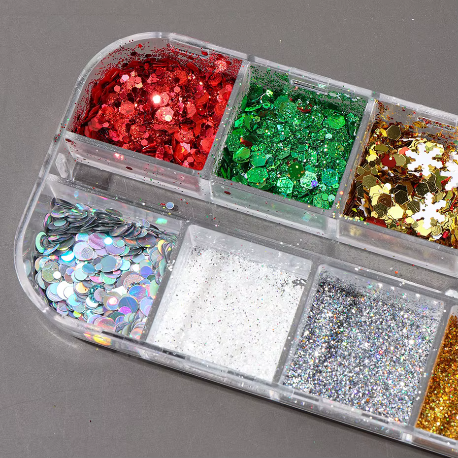 Flocons de paillettes laser irisées pour ongles