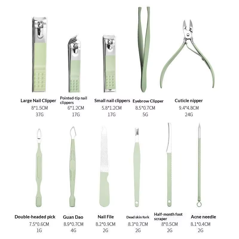 Ensemble de manucure 16 pièces, outils de manucure et de pédicure en acier inoxydable de qualité supérieure, étui en cuir PU portable, parfait pour un usage personnel, cadeaux