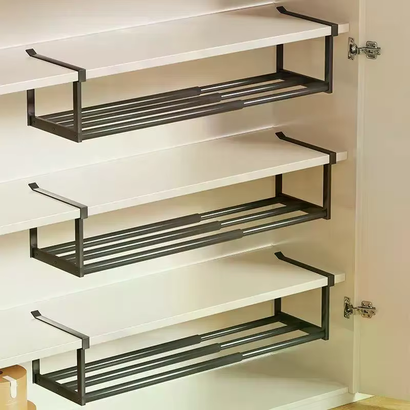 Organisateur de rangement de placard extensible et réglable pour une installation facile dans la chambre