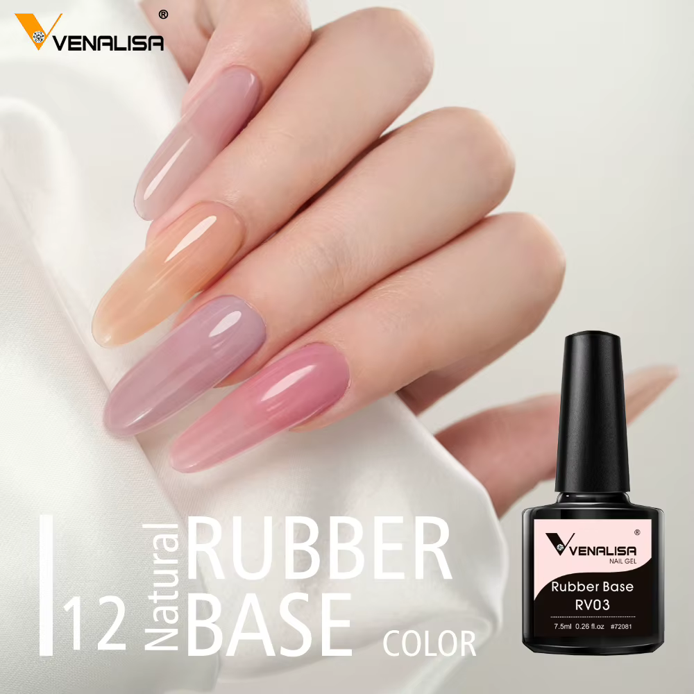 VENALISA 7.5ml couche de Base en caoutchouc couleur vernis à ongles Semi Transparent français