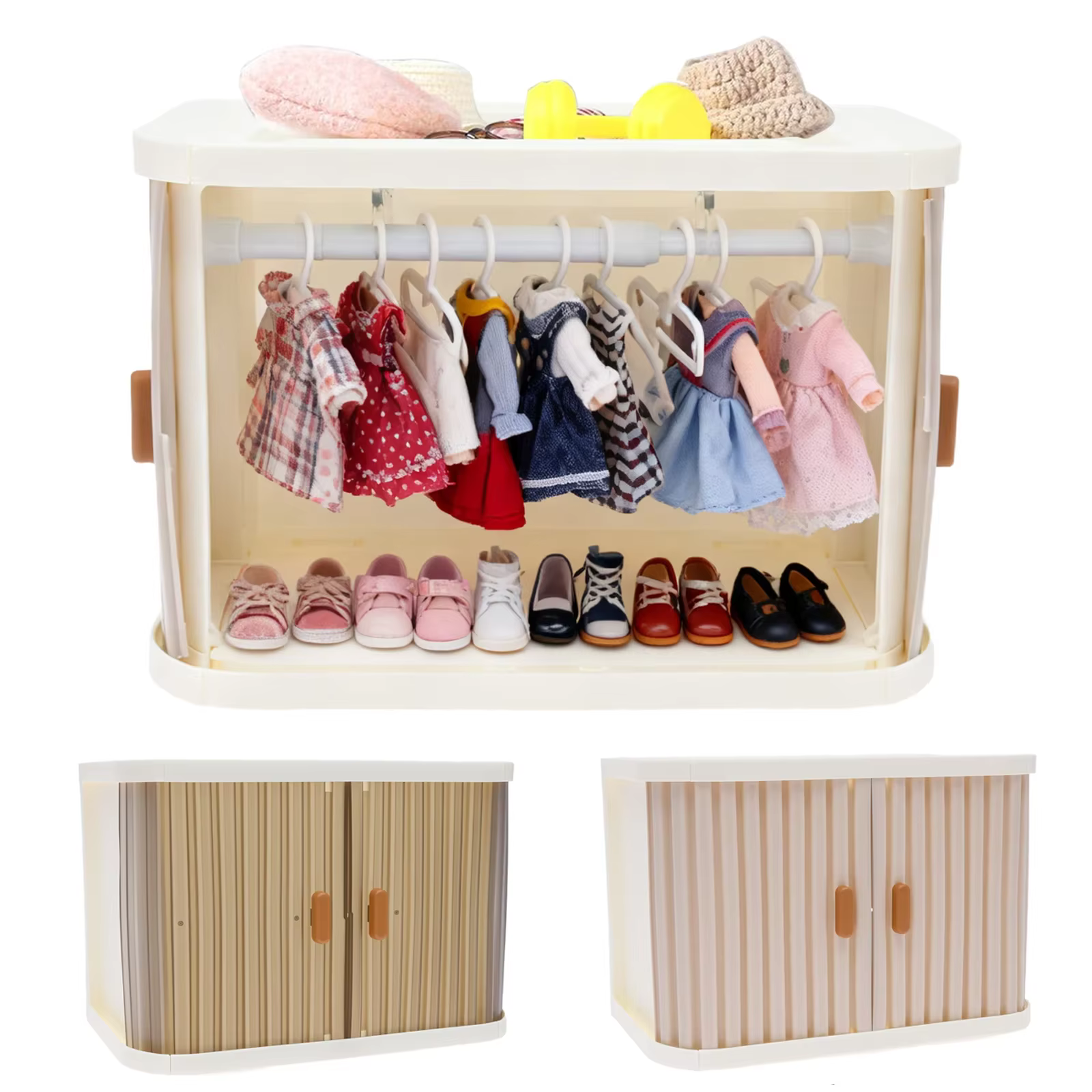 Armoire de poupée avec 10 cintres, meuble de dressing de princesse pour filles, cadeau jouet pour enfants Barbie