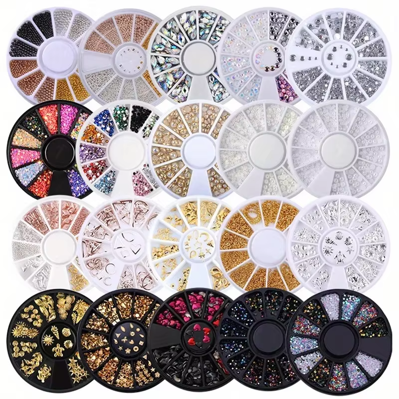 Pièces pour ongles, strass à paillettes