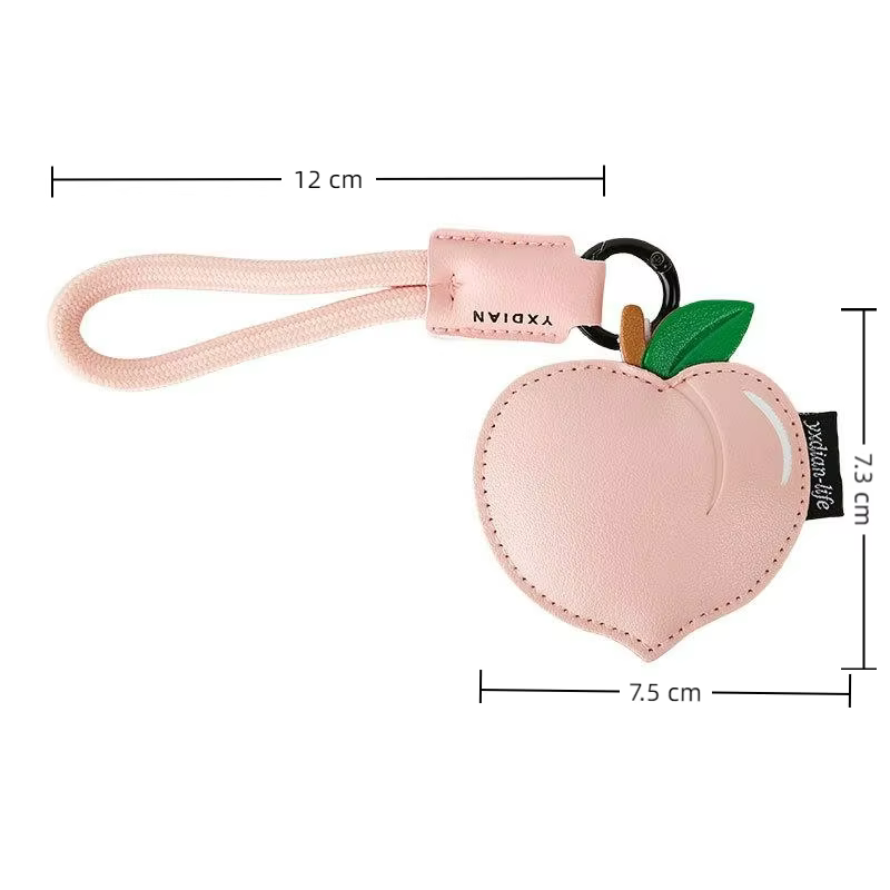 Porte-clés fruits en cuir créatif, dessin animé pêche citron cerise, pendentif sacs exquis, accessoires suspendus, cadeaux pour filles