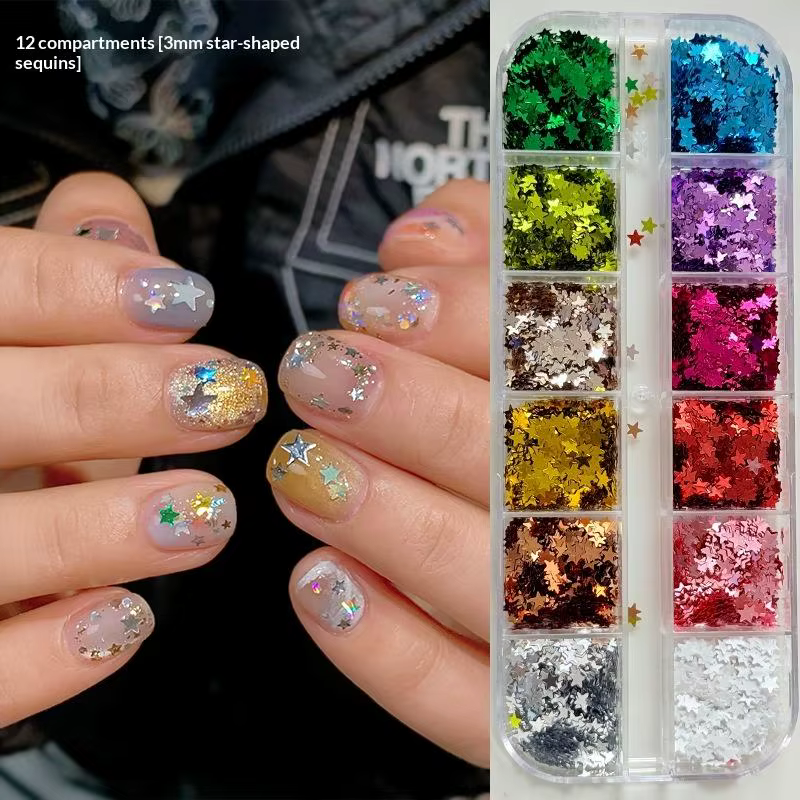 【12Grids Star Sequin Five-pointed